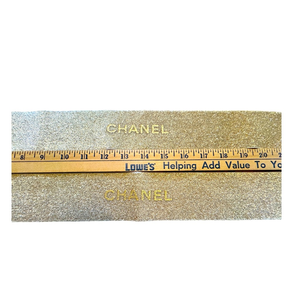 Chanel Paris Gold Embossed Glitter AUTHENTIC 2 New Tibbons w/ Logo for Wrapping - Picture 2 of 3